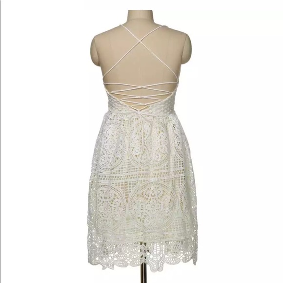 Boho Ivory Lace Crochet Backless Midi Sundress - Picture 10 of 16